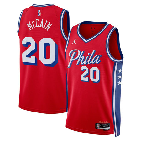 Men's Philadelphia 76ers #20 Jared McCain Red Swingman Statement Edition Jersey