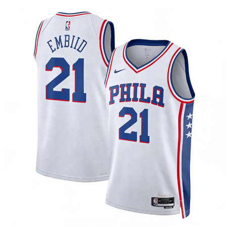 Youth Philadelphia 76ers #21 Joel Embiid White 2022/23 Swingman Association Edition Jersey