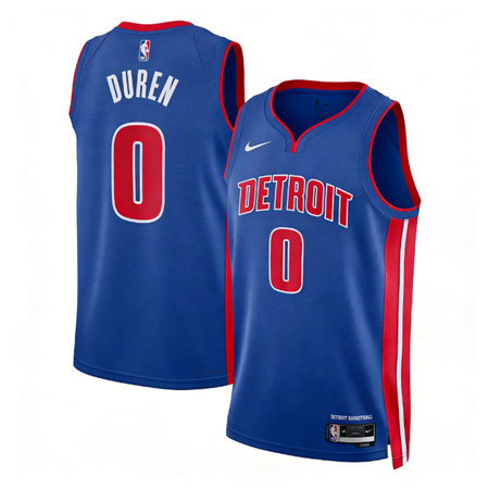 Women's Detroit Pistons #0 Jalen Duren Blue Swingman Icon Edition Jersey