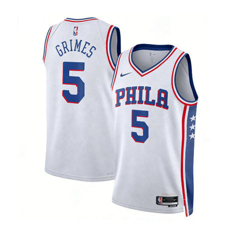 Men's Philadelphia 76ers #5 Quentin Grimes White 2022/23 Swingman Association Edition Jersey