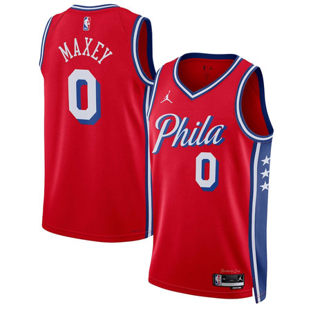 Women's Philadelphia 76ers #0 Tyrese Maxey Red Swingman Statement Edition Jersey