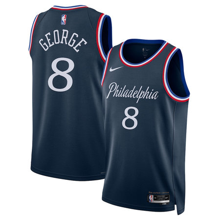 Men's Philadelphia 76ers #8 Paul George Nike Navy 2025/26 Swingman City Edition Jersey