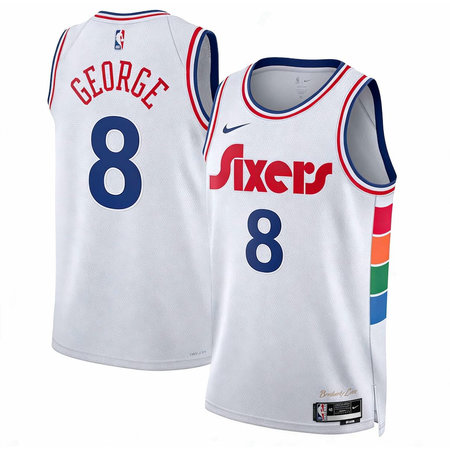 Youth Philadelphia 76ers #8 Paul George Nike White 2024/25 Swingman City Edition Jersey