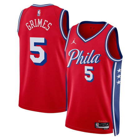 Men's Philadelphia 76ers #5 Quentin Grimes Red Swingman Statement Edition Jersey