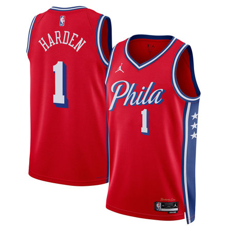 Women's Philadelphia 76ers #1 James Harden Red Swingman Statement Edition Jersey