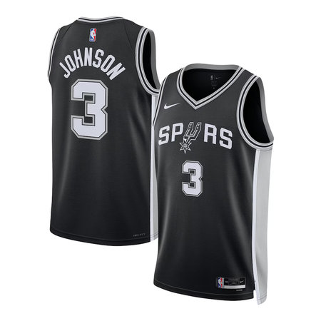 Women's San Antonio Spurs #3 Keldon Johnson Nike Black Swingman Icon Edition Jersey