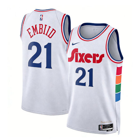 Women's Philadelphia 76ers #21 Joel Embiid Nike White 2024/25 Swingman City Edition Jersey