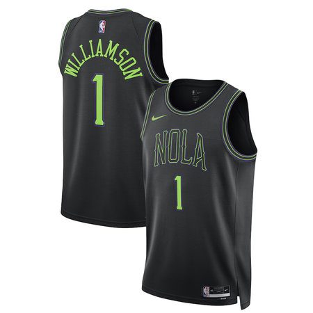 Men's New Orleans Pelicans #1 Pelicans Zion Williamson Nike Black 2025/26 Swingman City Edition Jersey