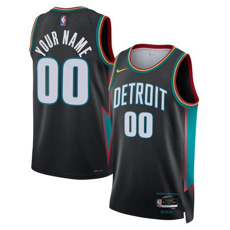 Men's Detroit Pistons Charcoal 2025/26 Swingman City Edition Custom Jersey