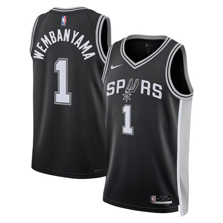 Youth San Antonio Spurs #1 Victor Wembanyama Nike Black 2023 NBA Draft First Round Pick Swingman Icon Edition Jersey