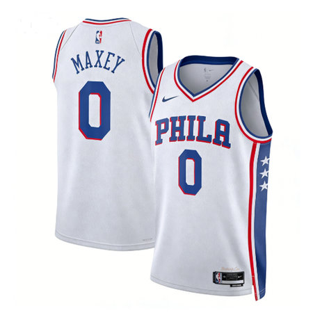 Youth Philadelphia 76ers #0 Tyrese Maxey White 2022/23 Swingman Association Edition Jersey