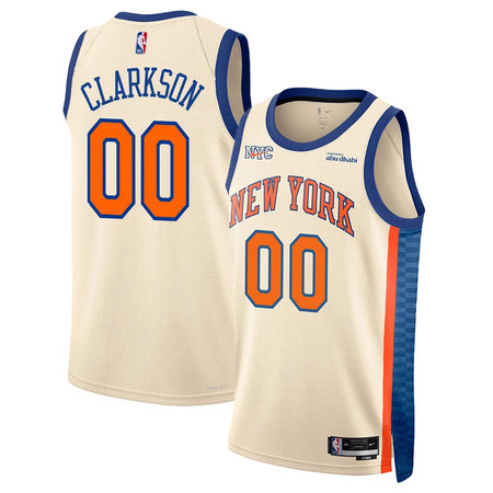 Women's New York Knicks #00 Jordan Clarkson Cream Stitched Basketball Jersey