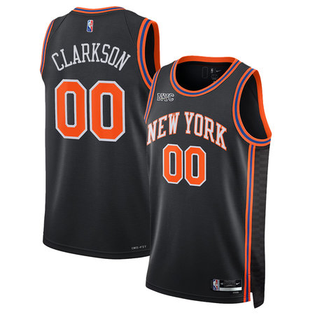 Women's New York Knicks #00 Jordan Clarkson Black Stitched Basketball Jersey