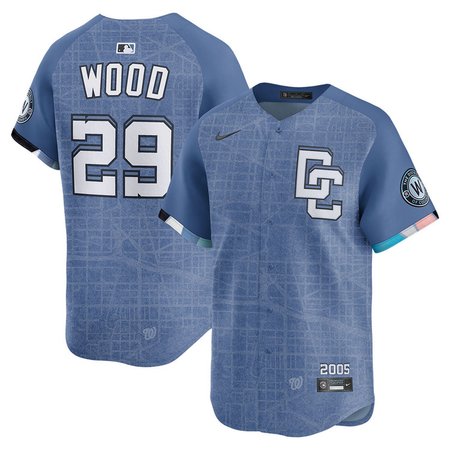 Men's Washington Nationals #29 James Wood Blue 2025 City Connect Limited Jersey