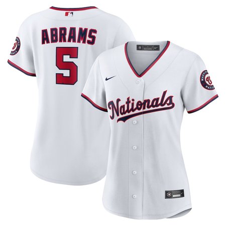 Women's Washington Nationals #5 CJ Abrams White Home Replica Player Jersey