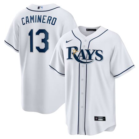 Men's Tampa Bay Rays #13 Junior Caminero Nike White Home Replica Player Jersey