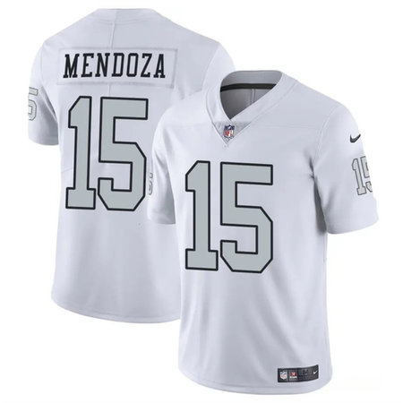 Youth Las Vegas Raiders #15 Fernando Mendoza White 2026 Draft Color Rush Vapor Untouchable Limited Stitched Football Jersey