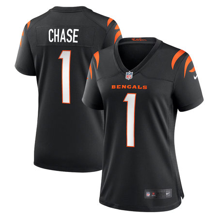 Women's Cincinnati Bengals #1 Ja'Marr Chase Nike Black Game Jersey Women's Cincinnati Bengals #1 Ja'Marr Chase Nike Black Game Jersey