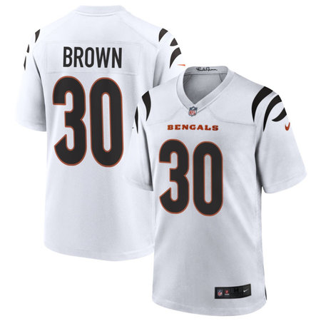 Men's Cincinnati Bengals #30 Chase Brown White Game Jersey Men's Cincinnati Bengals #30 Chase Brown White Game Jersey