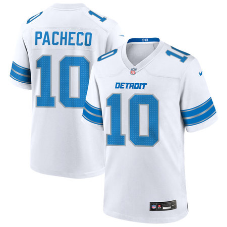 Youth Detroit Lions #10 Isiah Pacheco White Game Jersey