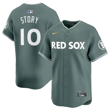 Men's Boston Red Sox #10 Trevor Story Green 2025 City Connect Limited Player Jersey