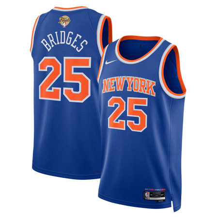 Men's New York Knicks #25 Mikal Bridges Nike Blue 2026 NBA Finals Patch Swingman Icon Edition Jersey Men's New York Knicks #25 Mikal Bridges Nike Blue 2026 NBA Finals Patch Swingman Icon Edition Jersey