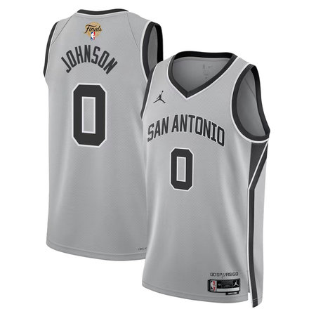 Youth San Antonio Spurs #0 Keldon Johnson Silver 2026 NBA Finals Patch Swingman Statement Edition Jersey Youth San Antonio Spurs #0 Keldon Johnson Silver 2026 NBA Finals Patch Swingman Statement Edition Jersey