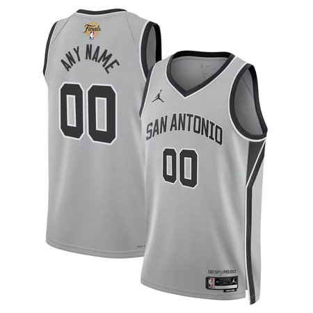 Men's San Antonio Spurs Silver 2026 NBA Finals Patch Swingman Statement Edition Custom Jersey Men's San Antonio Spurs Silver 2026 NBA Finals Patch Swingman Statement Edition Custom Jersey