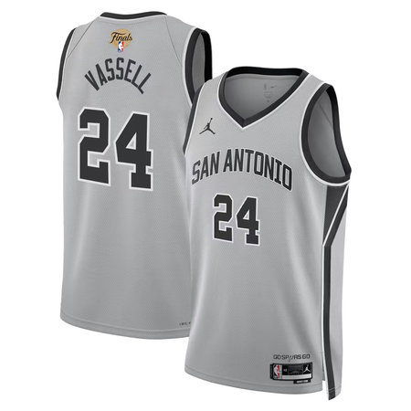 Youth San Antonio Spurs #24 Devin Vassell Silver 2026 NBA Finals Patch Swingman Statement Edition Jersey Youth San Antonio Spurs #24 Devin Vassell Silver 2026 NBA Finals Patch Swingman Statement Edition Jersey