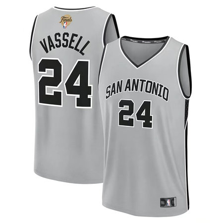 Men's San Antonio Spurs #24 Devin Vassell Silver 2026 NBA Finals Patch Fast Break Statement Edition Jersey Men's San Antonio Spurs #24 Devin Vassell Silver 2026 NBA Finals Patch Fast Break Statement Edition Jersey