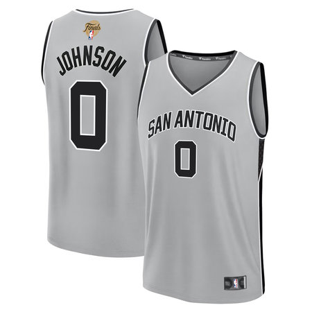 Men's San Antonio Spurs #0 Keldon Johnson Silver 2026 NBA Finals Patch Fast Break Statement Edition Jersey Men's San Antonio Spurs #0 Keldon Johnson Silver 2026 NBA Finals Patch Fast Break Statement Edition Jersey
