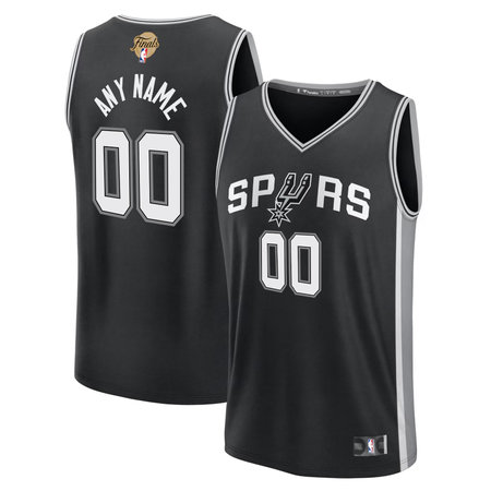 Youth San Antonio Spurs Black 2026 NBA Finals Patch Fast Break Icon Edition Custom Jersey