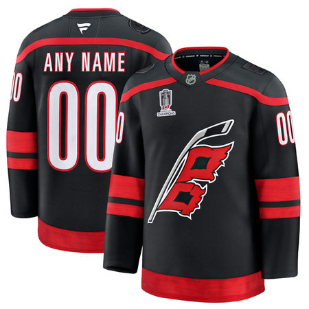 Men's Carolina Hurricanes Black 2026 Stanley Cup Champions Home Premium Patch Custom Jersey