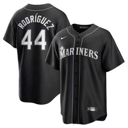 Youth Seattle Mariners #44 Julio Rodriguez Nike Black Lights Out Replica Player Jersey