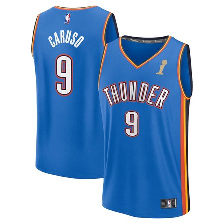 Men's Oklahoma City Thunder #9 Alex Caruso Blue 2025 NBA Finals Champions Fast Break Replica Player Icon Edition Jersey