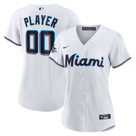 Women's Miami Marlins White 2025 MLB All-Star Game Home Custom Replica Jersey