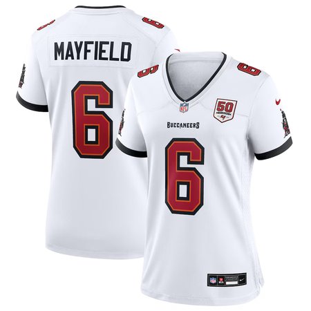 Women's Tampa Bay Buccaneers #6 Baker Mayfield Nike White 50th Season White Game Jersey