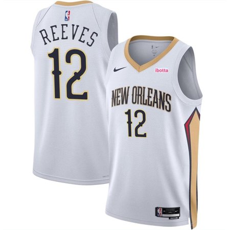 Men's New Orleans Pelicans #12 Antonio Reeves White 2024 Draft Association Edition Stitched Basketball Jersey Men's New Orleans Pelicans #12 Antonio Reeves White 2024 Draft Association Edition Stitched Basketball Jersey