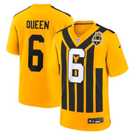 Men's Pittsburgh Steelers #6 Patrick Queen Gold Alternate 1933 Throwback Game Jersey