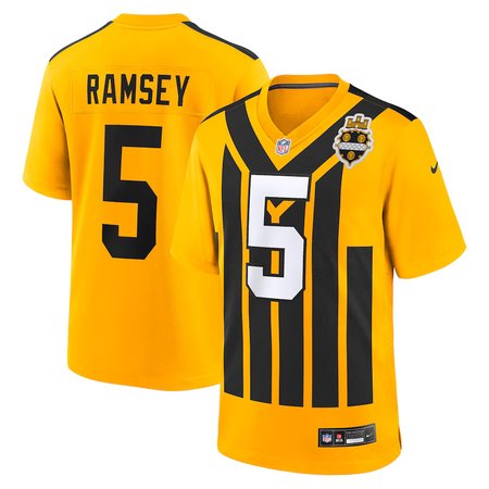 Men's Pittsburgh Steelers #5 Jalen Ramsey Gold Alternate 1933 Throwback Game Jersey