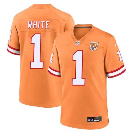 Men's '76 Tampa Bay Buccaneers #1 Rachaad White Nike Orange 50th Season Game Jersey