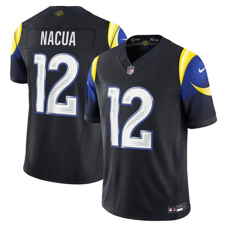 Men's Los Angeles Rams #12 Puka Nacua Black Rivalries Collection F.U.S.E. Vapor Limited Stitched Jersey Men's Los Angeles Rams #12 Puka Nacua Black Rivalries Collection F.U.S.E. Vapor Limited Stitched Jersey