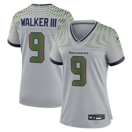 Women's Seattle Seahawks #9 Kenneth Walker III Gray Rivalries Collection Game Jersey Women's Seattle Seahawks #9 Kenneth Walker III Gray Rivalries Collection Game Jersey