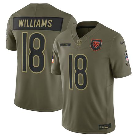 Men's Chicago Bears #18 Caleb Williams Olive 2025 Salute to Service Limited Jersey