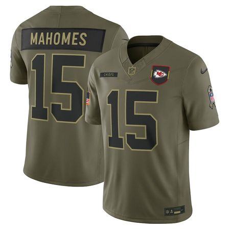 Men's Kansas City Chiefs #15 Patrick Mahomes Nike Olive 2025 Salute to Service Limited Jersey Men's Kansas City Chiefs #15 Patrick Mahomes Nike Olive 2025 Salute to Service Limited Jersey