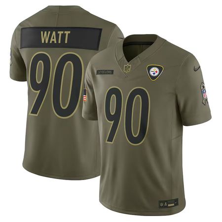 Men's Pittsburgh Steelers #90 T.J. Watt Nike Olive 2025 Salute to Service Limited Jersey Men's Pittsburgh Steelers #90 T.J. Watt Nike Olive 2025 Salute to Service Limited Jersey