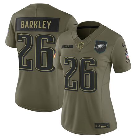 Women's Philadelphia Eagles #26 Saquon Barkley Nike Olive 2025 Salute to Service Limited Jersey Women's Philadelphia Eagles #26 Saquon Barkley Nike Olive 2025 Salute to Service Limited Jersey