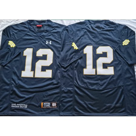 Men's Notre Dame Fighting Irish #12 Ian Book Navy Stitched Jersey