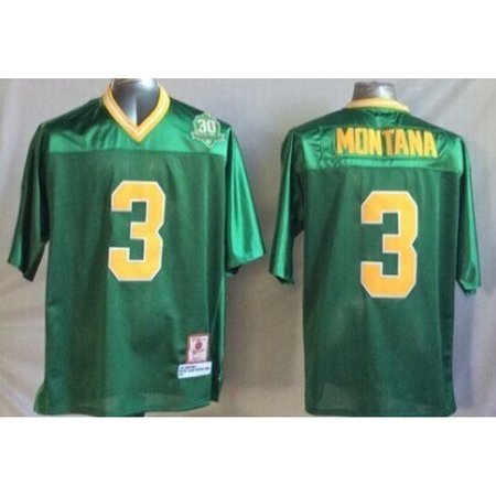 Men's Notre Dame Fighting Irish #3 Joe Montana Green Stitched Jersey