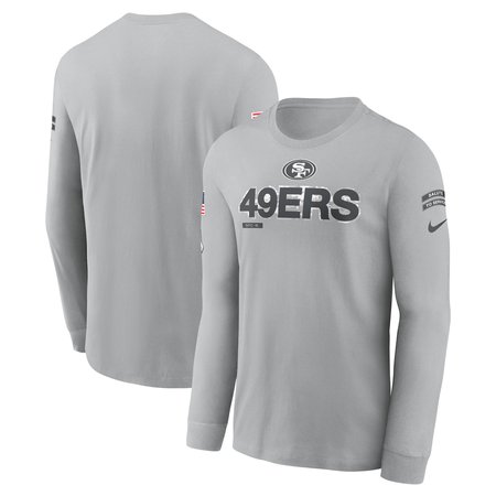 Men's San Francisco 49ers Nike Gray 2024 Salute To Service Long Sleeve T-Shirt Men's San Francisco 49ers Nike Gray 2024 Salute To Service Long Sleeve T-Shirt